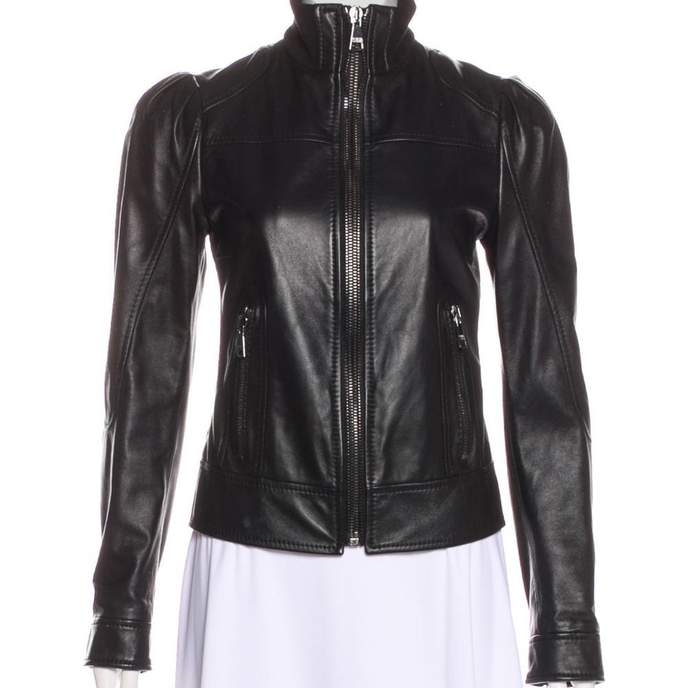 DOLCE & GABBANA NEW BLACK LAMB LEATHER JACKET SZ 8